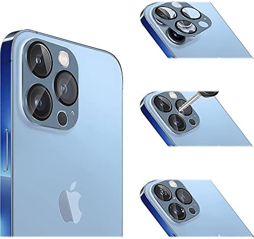 [2-חבילה] עבור אפל אייפון 13 פרו מקס 6.7 ואייפון 13 פרו 6.1 נגד שריטות ואנטי טביעות אצבע התקנה קלה - כחול